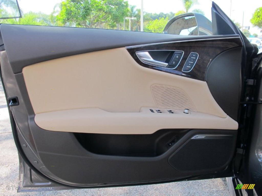 2013 Audi A7 3.0T quattro Premium Velvet Beige Door Panel Photo #70496894