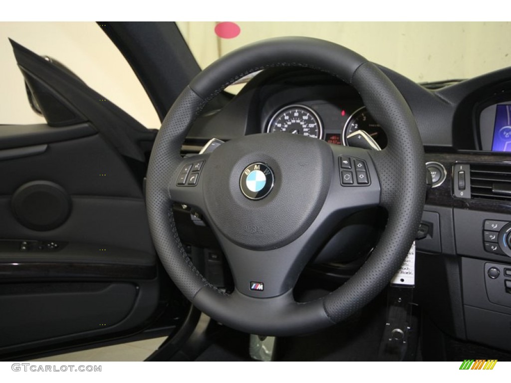 2013 BMW 3 Series 335i Coupe Black Steering Wheel Photo #70498181