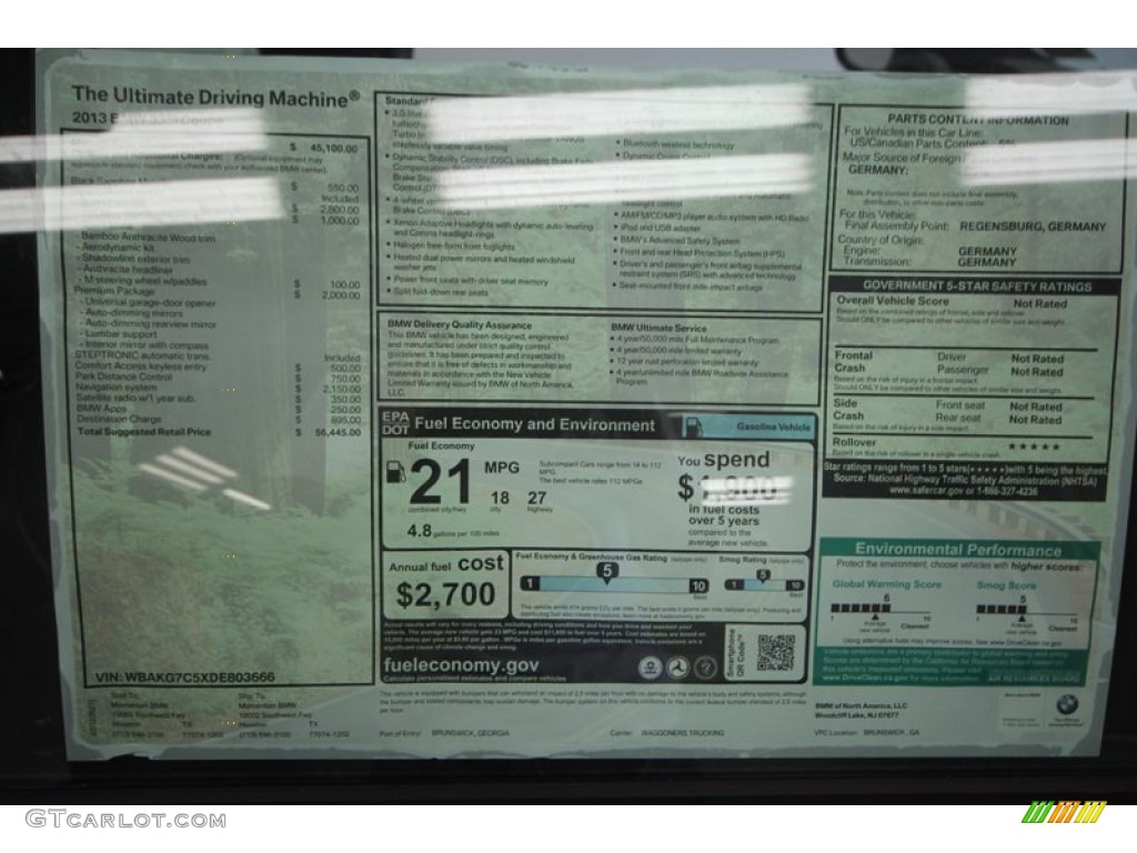 2013 BMW 3 Series 335i Coupe Window Sticker Photo #70498199