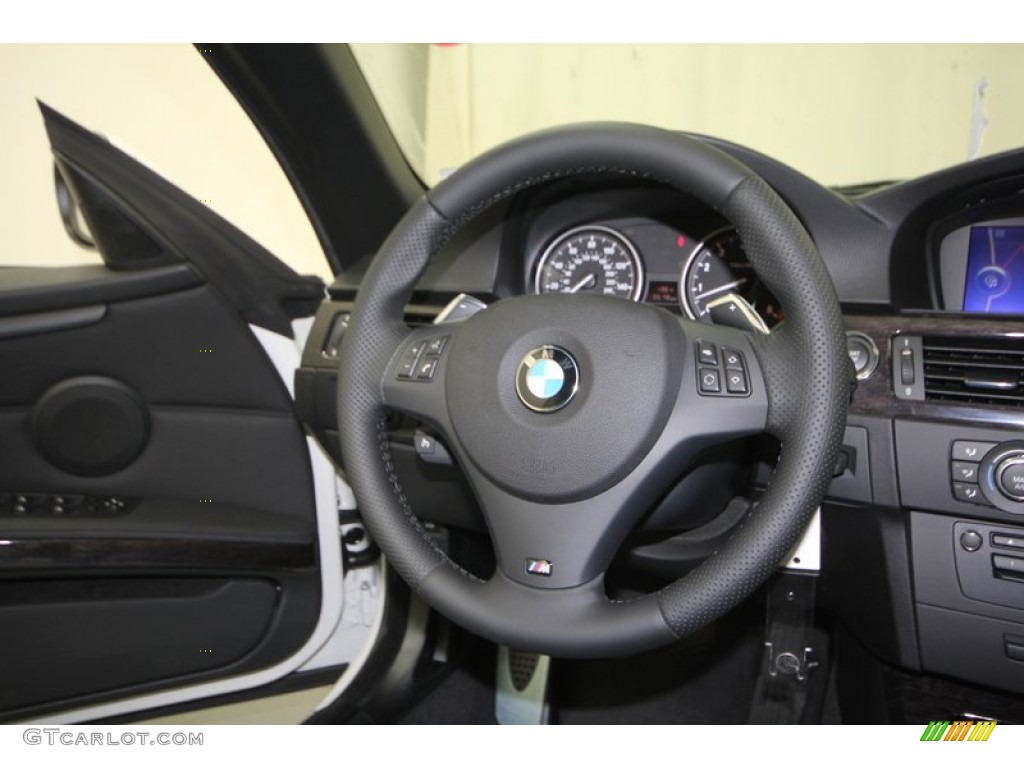 2013 BMW 3 Series 335i Convertible Black Steering Wheel Photo #70498430
