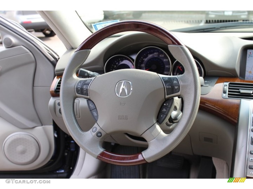 2005 Acura RL 3.5 AWD Sedan Taupe Steering Wheel Photo #70499137
