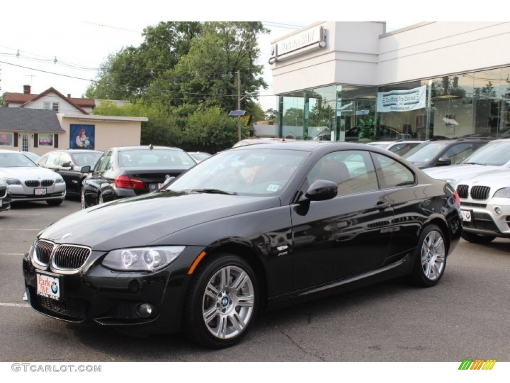 2012 3 Series 335i xDrive Coupe - Black Sapphire Metallic / Coral Red/Black photo #1
