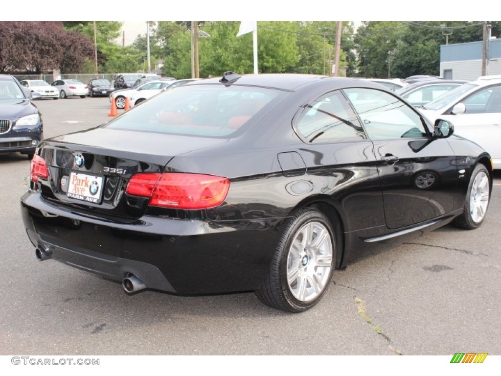 2012 3 Series 335i xDrive Coupe - Black Sapphire Metallic / Coral Red/Black photo #5