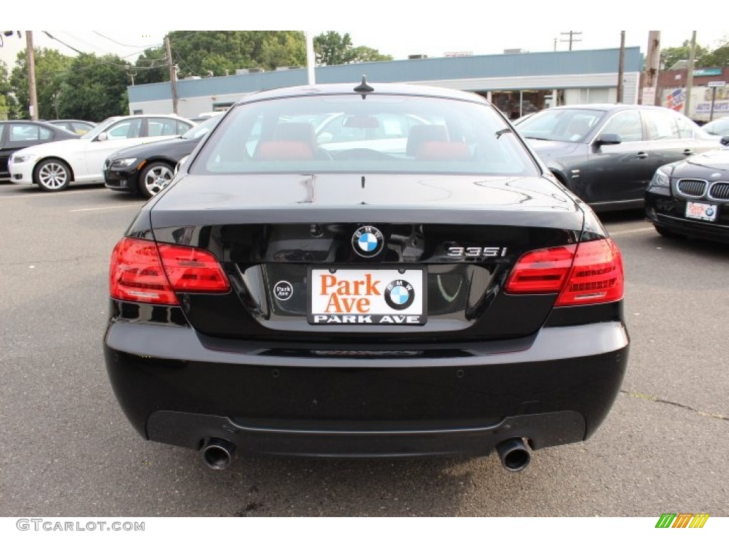 2012 3 Series 335i xDrive Coupe - Black Sapphire Metallic / Coral Red/Black photo #6