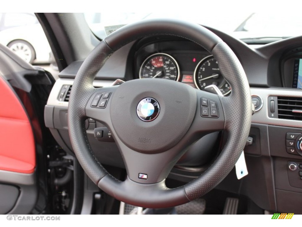 2012 BMW 3 Series 335i xDrive Coupe Coral Red/Black Steering Wheel Photo #70502288