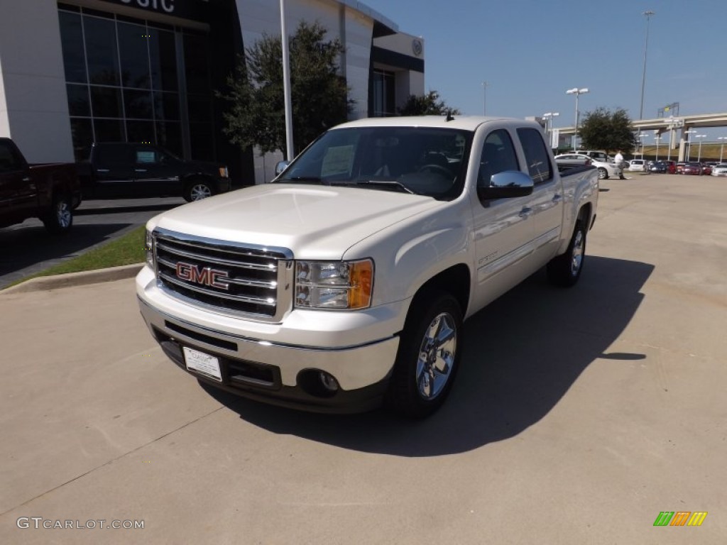 2013 Sierra 1500 SLE Crew Cab - White Diamond Tricoat / Ebony photo #1