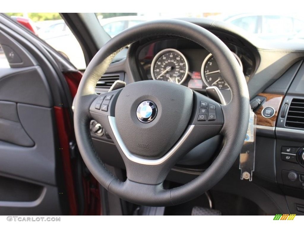 2012 BMW X6 xDrive50i Black Steering Wheel Photo #70502573