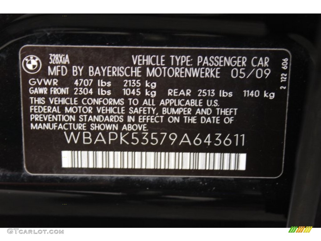 2009 BMW 3 Series 328xi Sedan Info Tag Photo #70503298