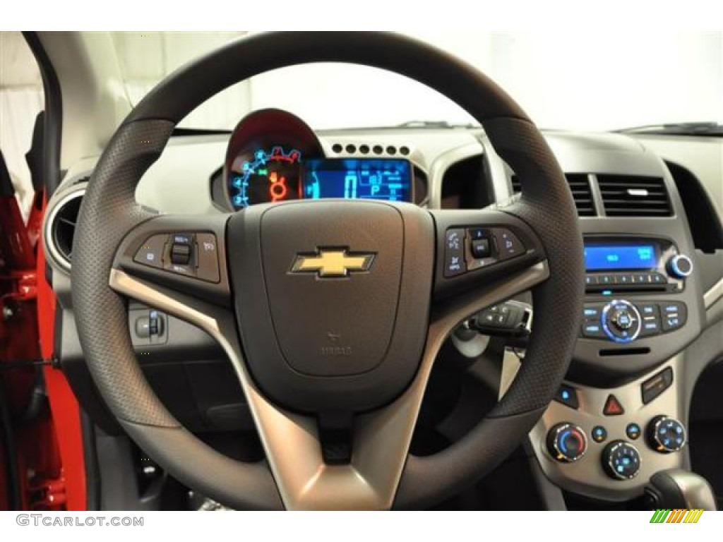 2013 Chevrolet Sonic LT Sedan Jet Black/Dark Titanium Steering Wheel Photo #70507868