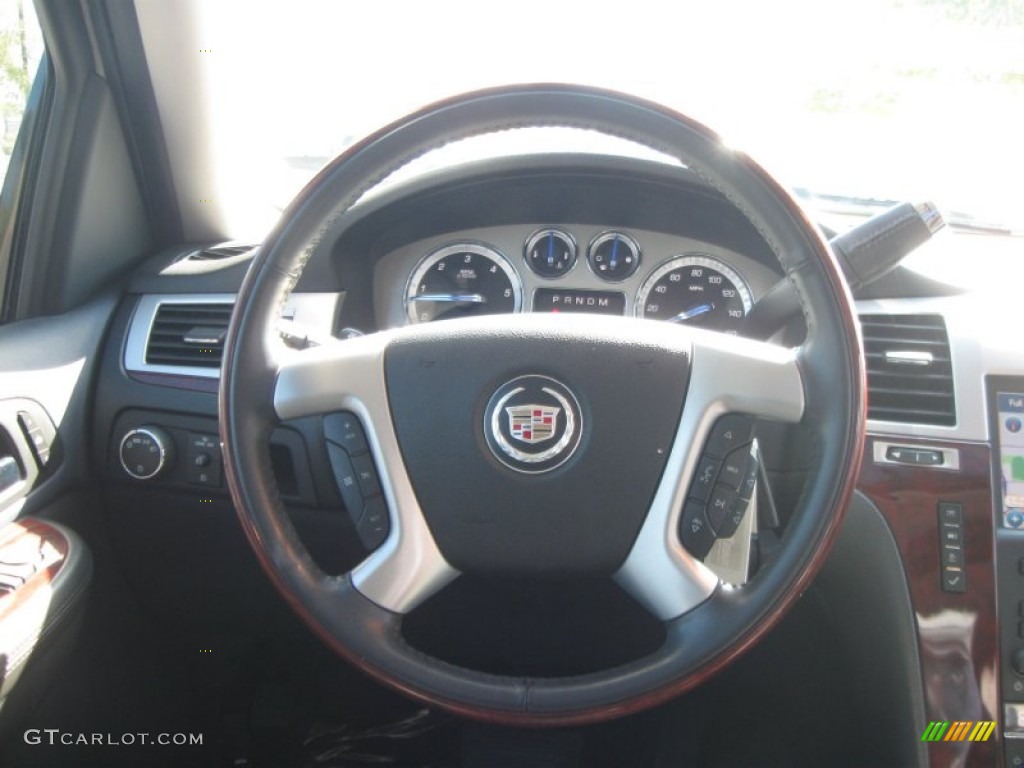2009 Cadillac Escalade AWD Ebony/Ebony Steering Wheel Photo #70508039