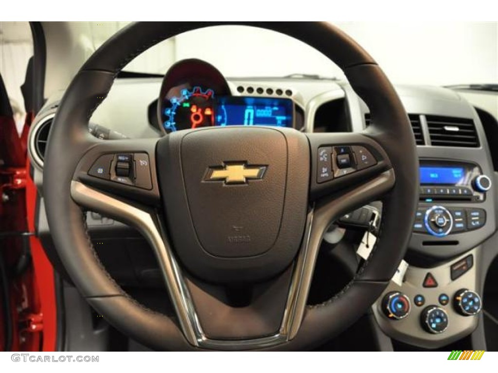 2012 Chevrolet Sonic LTZ Hatch Jet Black/Dark Titanium Steering Wheel Photo #70508384