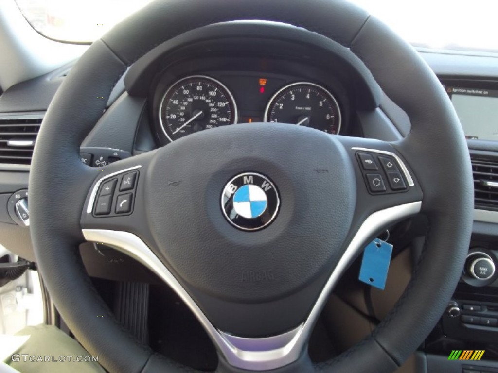 2013 BMW X1 sDrive 28i Black Steering Wheel Photo #70508438