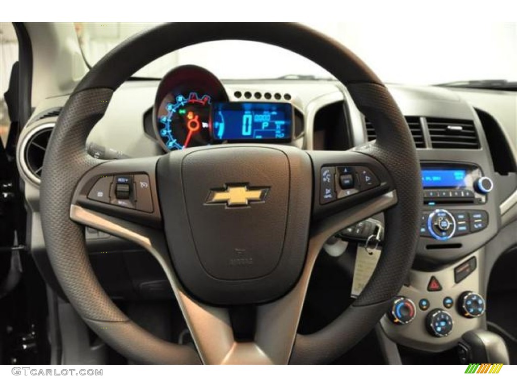 2012 Chevrolet Sonic LT Sedan Jet Black/Dark Titanium Steering Wheel Photo #70508603