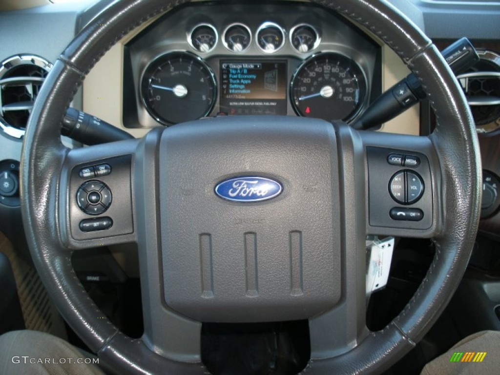 2011 Ford F350 Super Duty Lariat SuperCab 4x4 Adobe Steering Wheel Photo #70510806