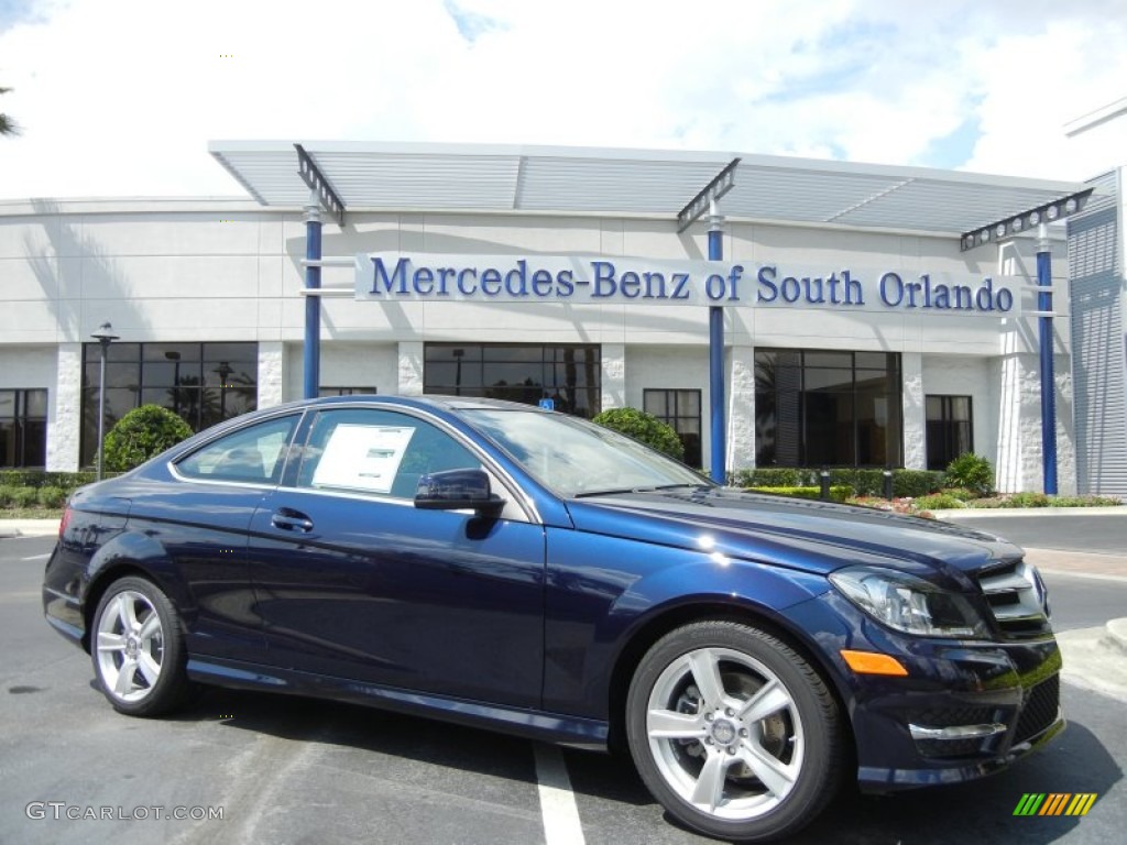 2013 C 250 Coupe - Lunar Blue Metallic / Almond/Mocha photo #2