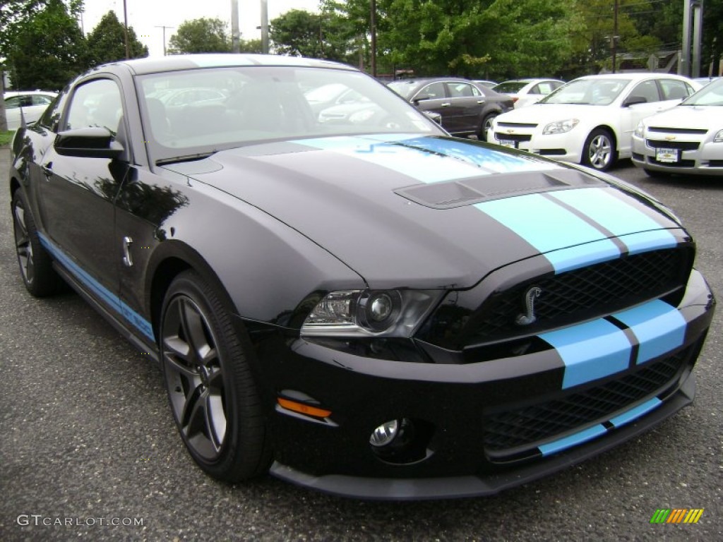 2011 Mustang Shelby GT500 Coupe - Ebony Black / Charcoal Black/Grabber Blue photo #3