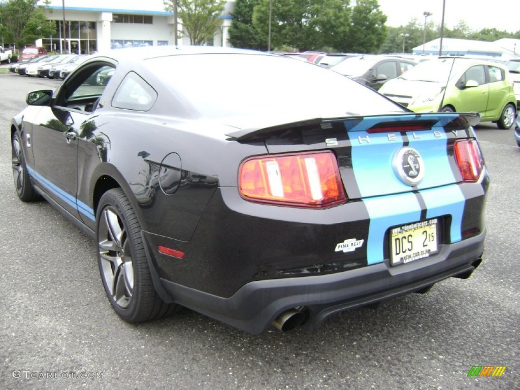 2011 Mustang Shelby GT500 Coupe - Ebony Black / Charcoal Black/Grabber Blue photo #9