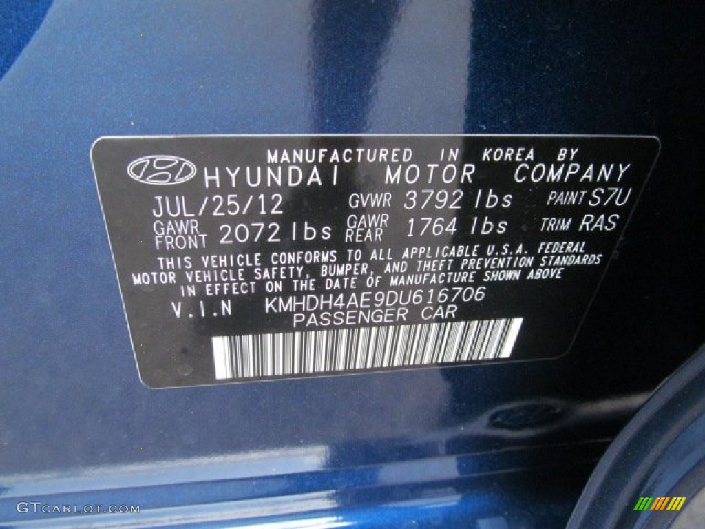 2013 Elantra GLS - Atlantic Blue / Gray photo #10