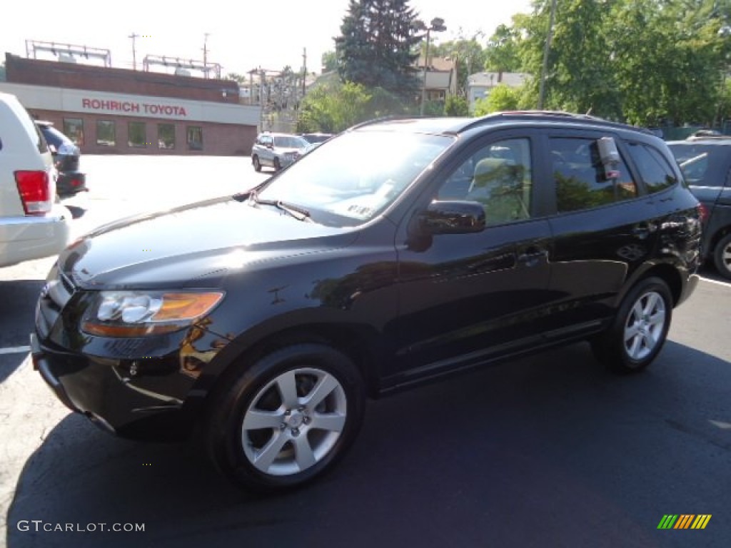 2007 Santa Fe Limited 4WD - Ebony Black / Beige photo #1