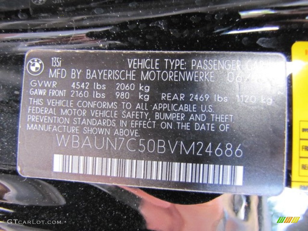 2011 BMW 1 Series 135i Convertible Info Tag Photos