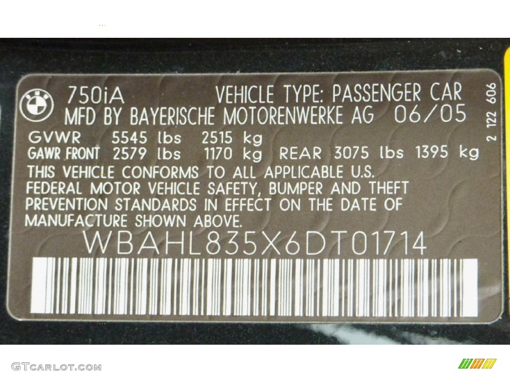2006 7 Series 750i Sedan - Black Sapphire Metallic / Black/Black photo #34