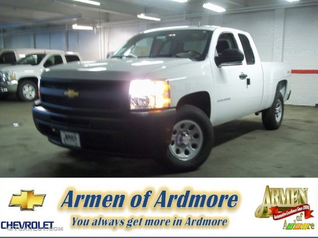 2013 Silverado 1500 Work Truck Extended Cab 4x4 - Summit White / Dark Titanium photo #1