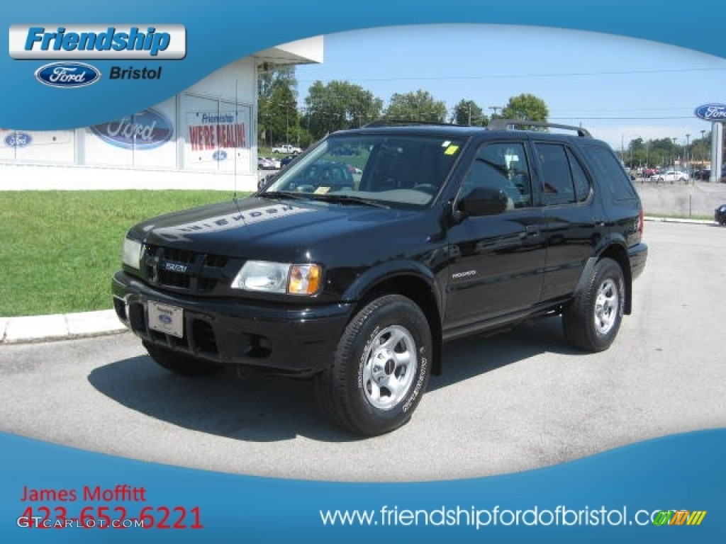 2003 Rodeo S V6 4WD - Ebony Black / Gray photo #2