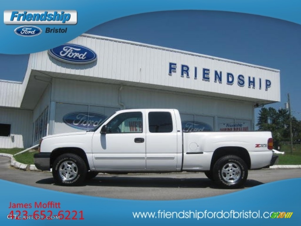 2003 Silverado 1500 LS Extended Cab 4x4 - Summit White / Dark Charcoal photo #1