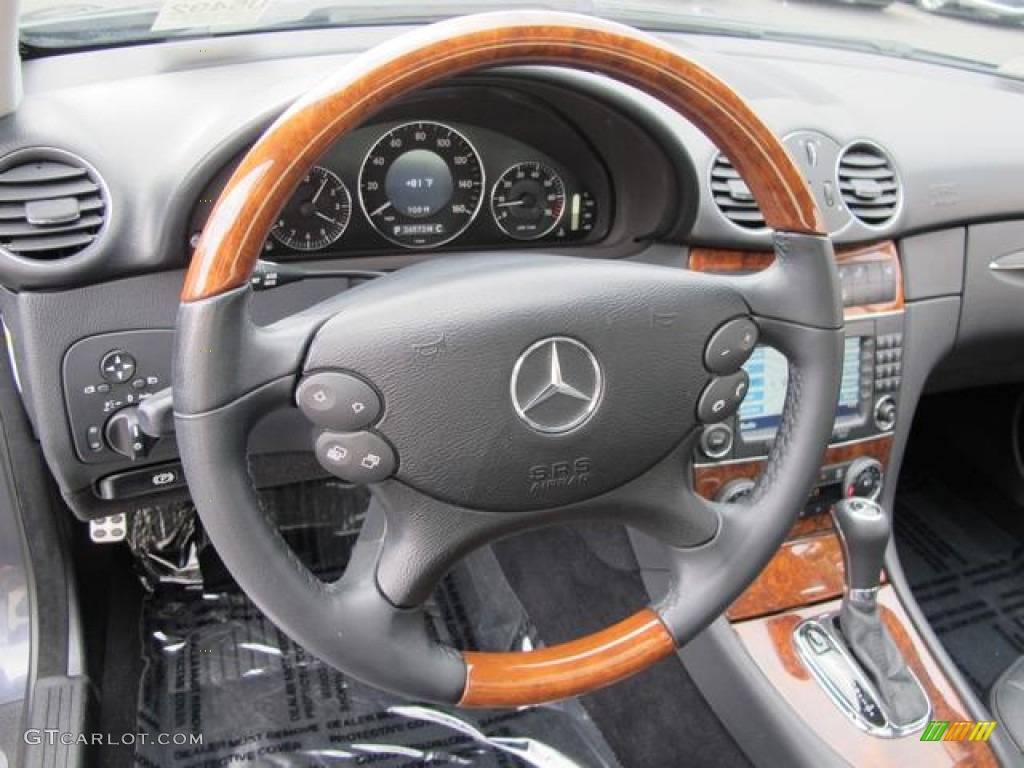 2009 Mercedes-Benz CLK 350 Coupe Black Steering Wheel Photo #70554475