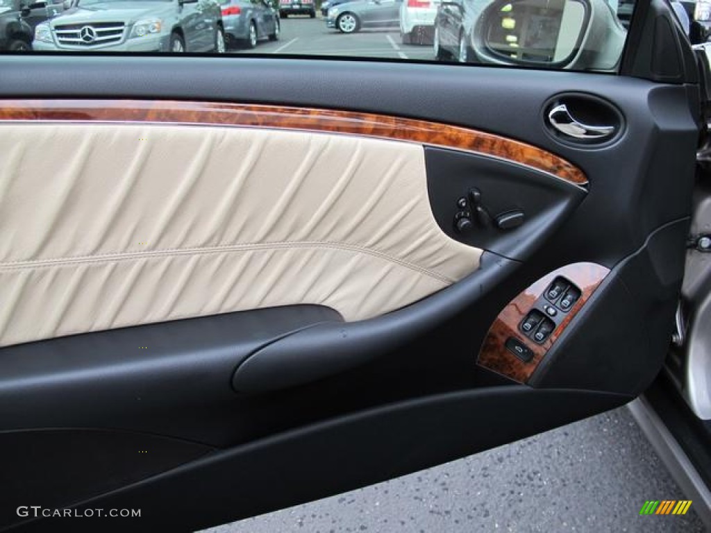 2009 Mercedes-Benz CLK 350 Coupe Black/Stone Door Panel Photo #70554772