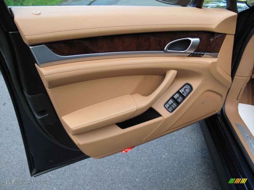 2010 Porsche Panamera 4S Cognac Natural Leather Door Panel Photo #70556488