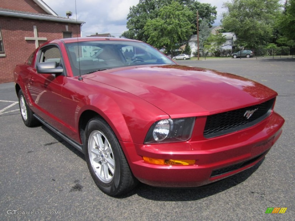2007 Mustang V6 Deluxe Coupe - Redfire Metallic / Light Graphite photo #11