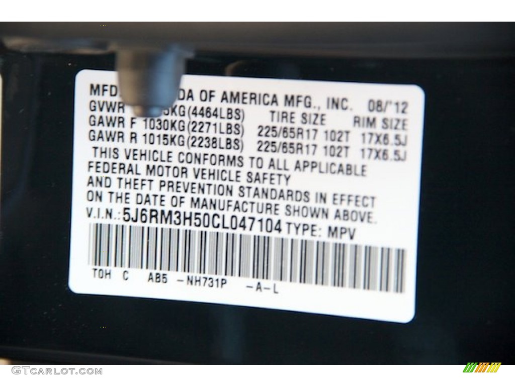 2012 CR-V EX - Crystal Black Pearl / Black photo #20