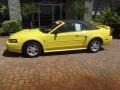 2001 Zinc Yellow Metallic Ford Mustang V6 Convertible  photo #2