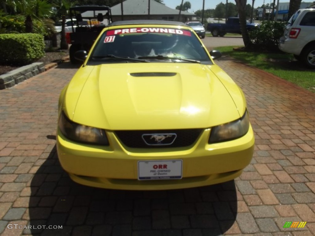 2001 Mustang V6 Convertible - Zinc Yellow Metallic / Dark Charcoal photo #7