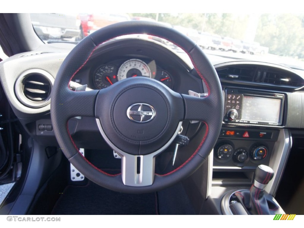 2013 Scion FR-S Sport Coupe Black/Red Accents Steering Wheel Photo #70572501