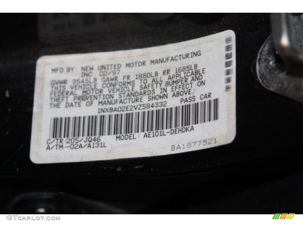 1997 Corolla  - Satin Black Metallic / Gray photo #12