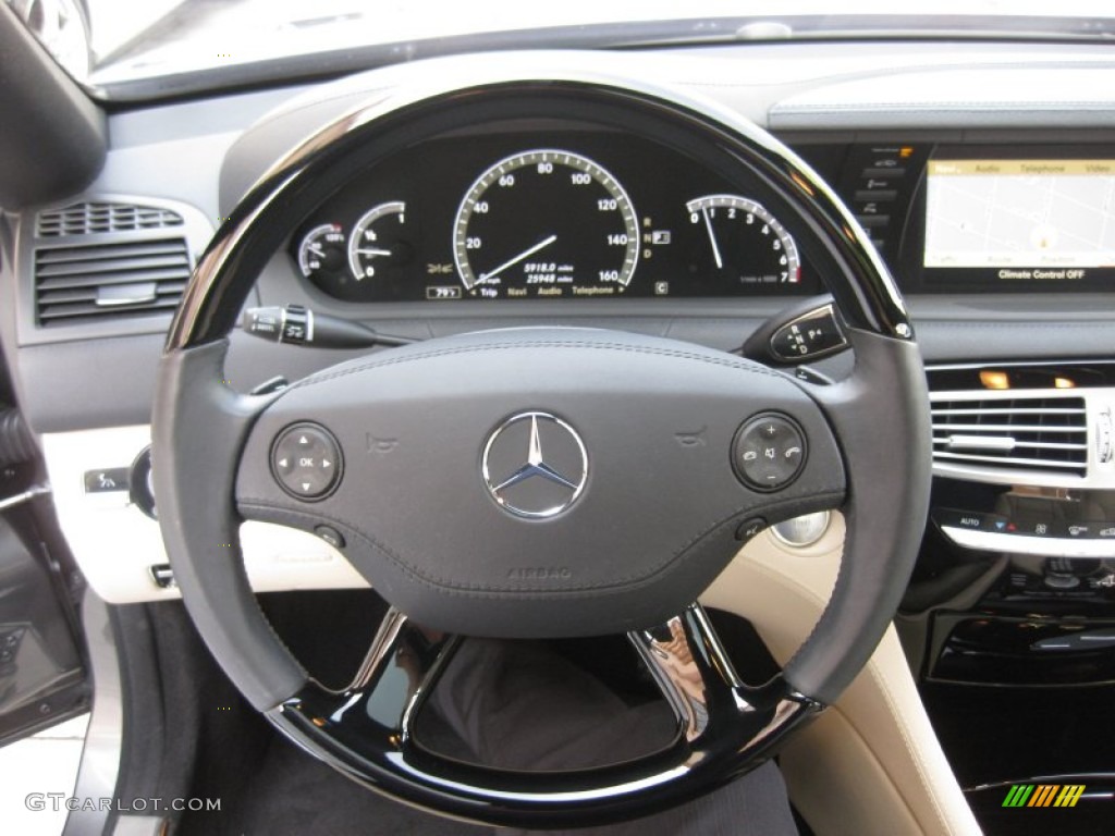2010 Mercedes-Benz CL 550 4Matic Cashmere/Black Steering Wheel Photo #70578255