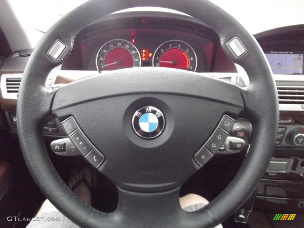 2008 BMW 7 Series 750Li Sedan Black Steering Wheel Photo #70580568