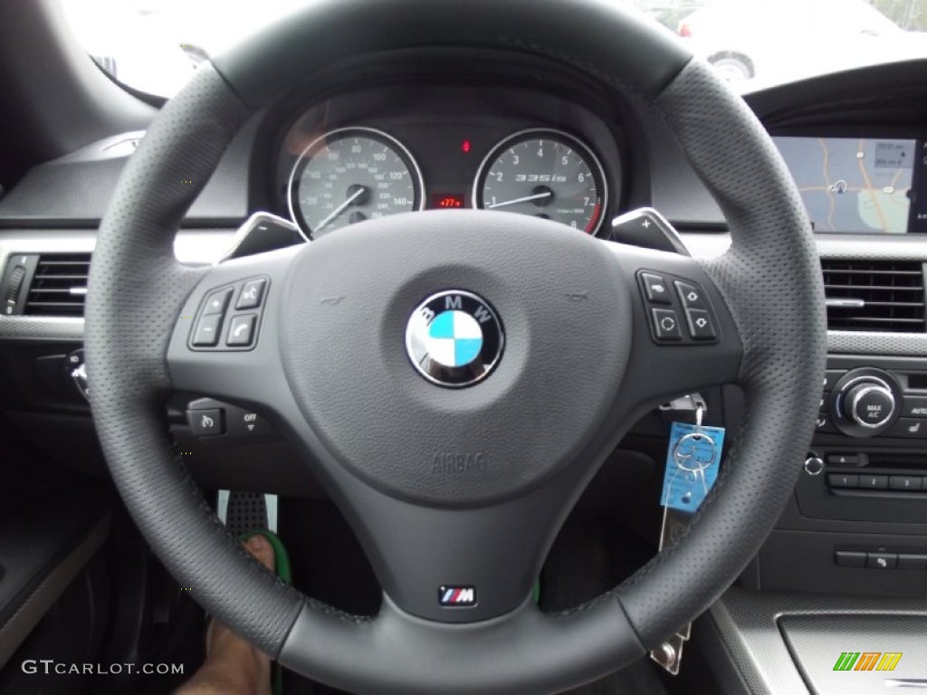 2013 BMW 3 Series 335i Convertible Black Steering Wheel Photo #70581417