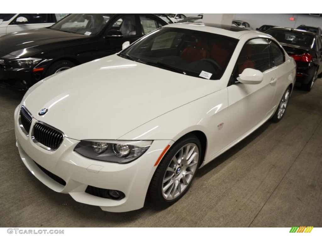 2013 3 Series 328i Coupe - Alpine White / Coral Red/Black photo #9