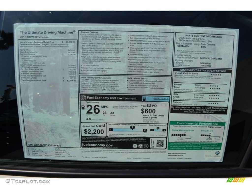 2013 3 Series 328i Sedan - Alpine White / Black photo #5