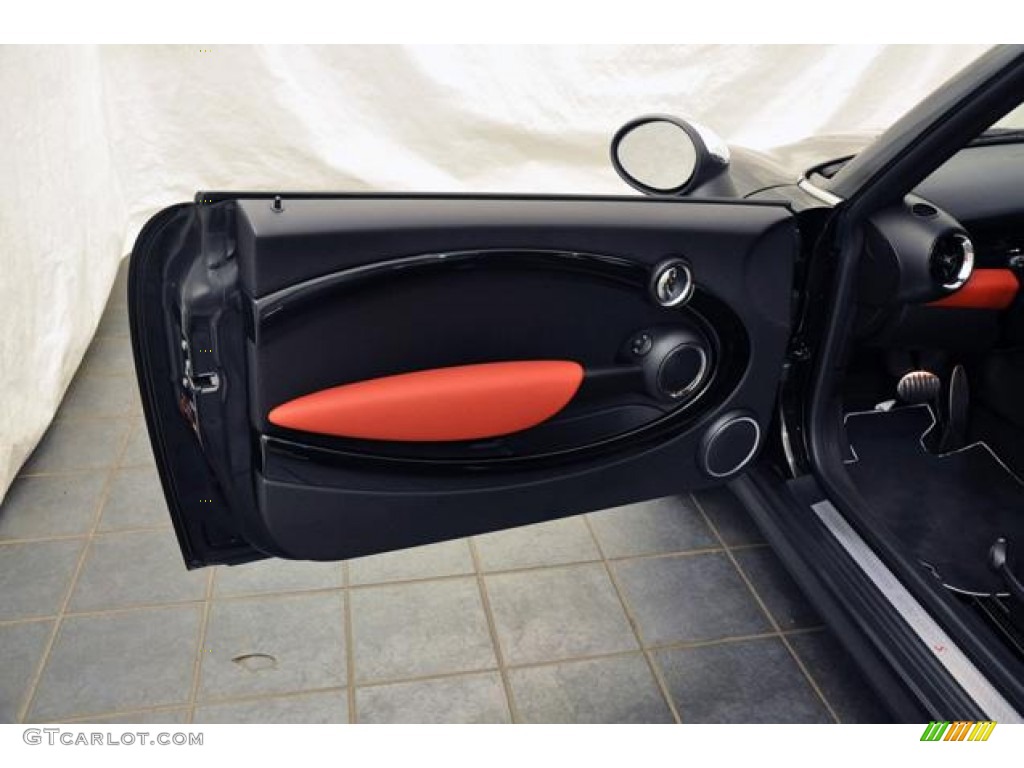 2012 Mini Cooper S Clubman Rooster Red/Carbon Black Door Panel Photo #70590636
