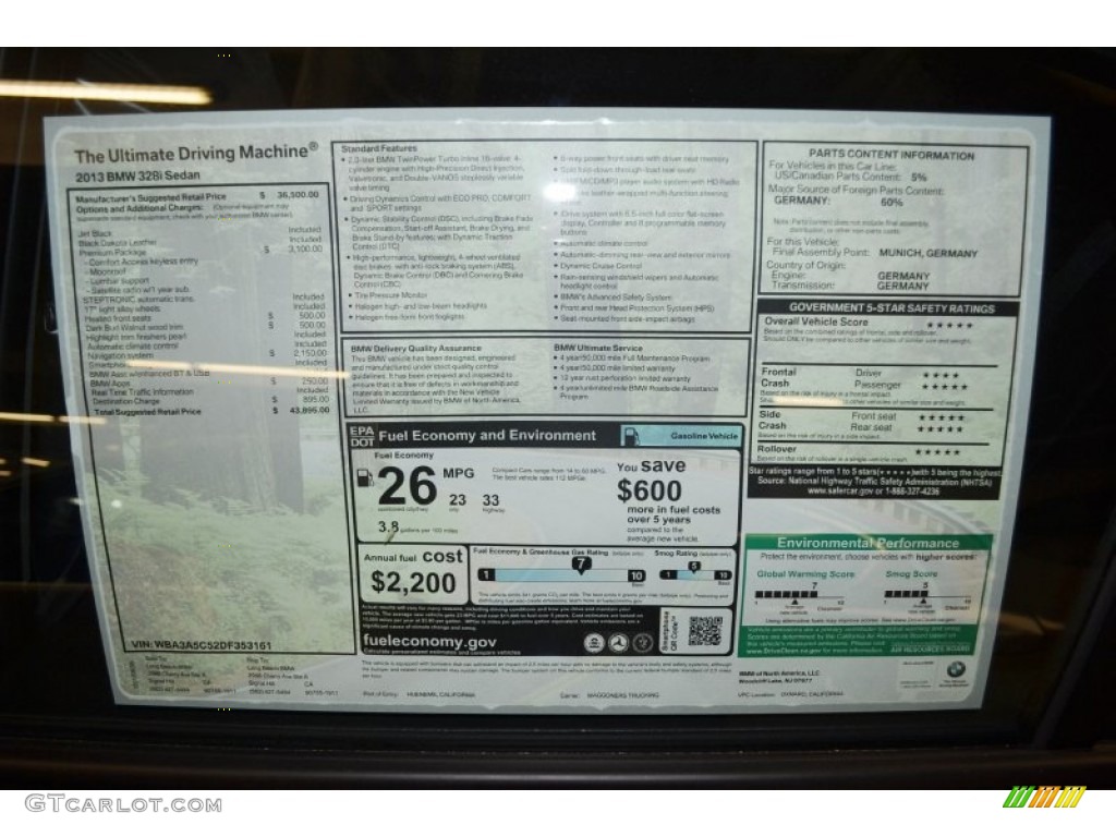 2013 3 Series 328i Sedan - Jet Black / Black photo #5