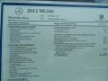  2013 ML 350 4Matic Window Sticker