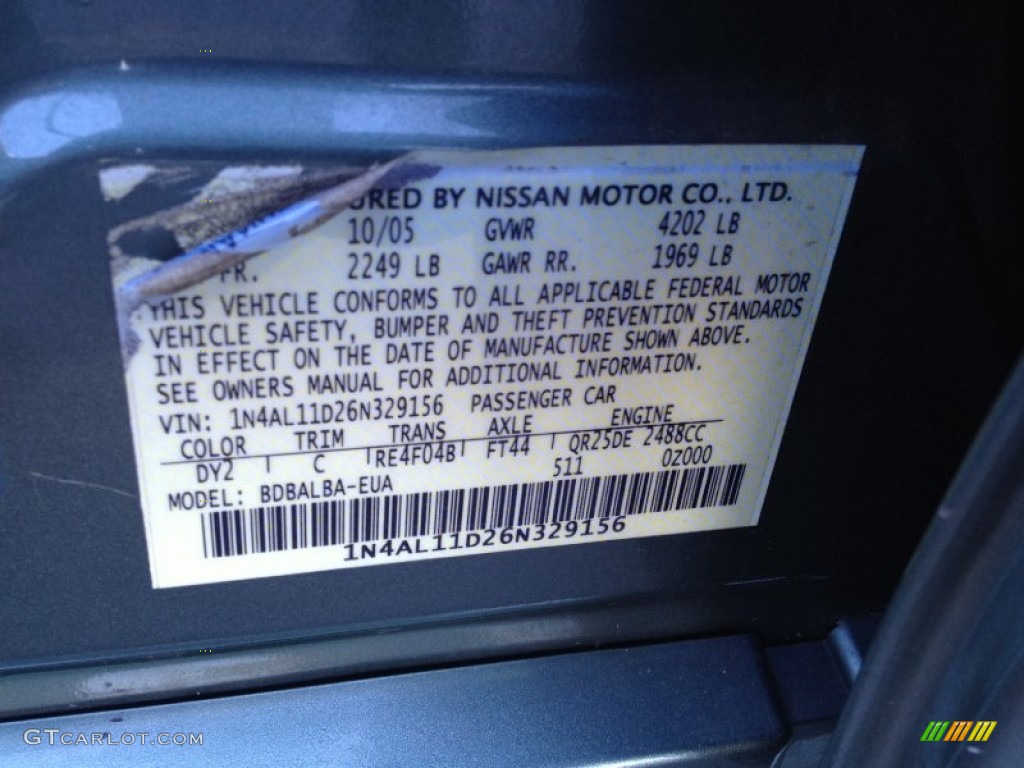 2006 Altima Color Code DY2 for Mystic Emerald Metallic Photo #70595286