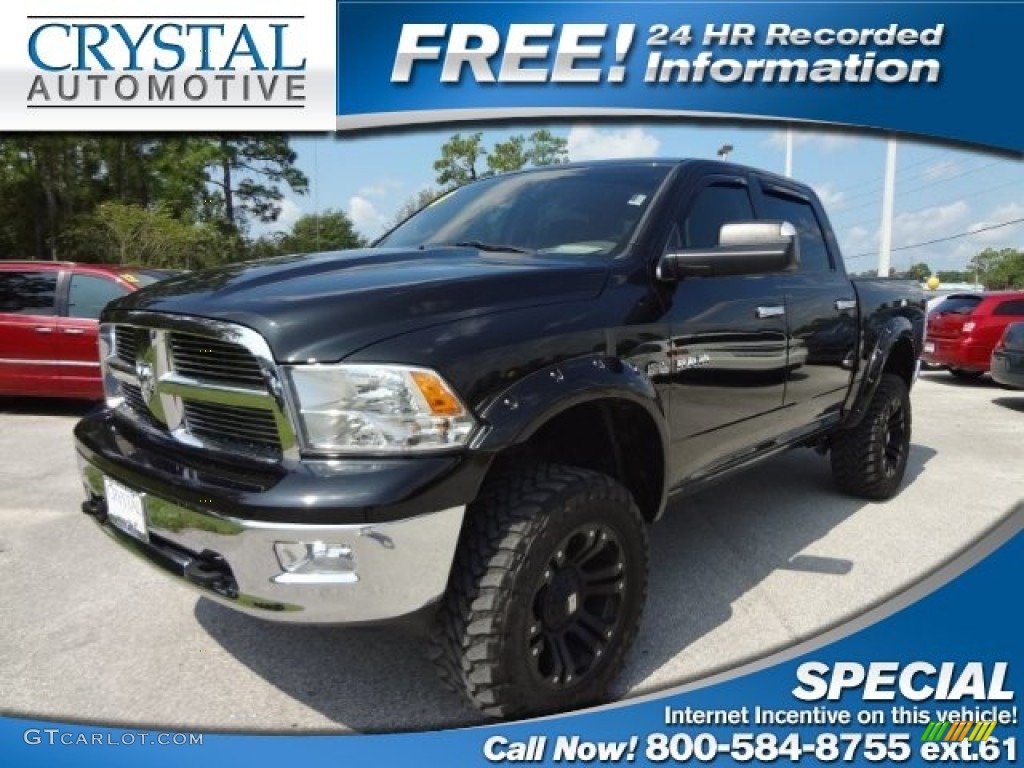 2010 Ram 1500 Big Horn Crew Cab 4x4 - Brilliant Black Crystal Pearl / Dark Slate/Medium Graystone photo #1