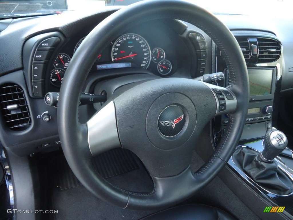 2008 Chevrolet Corvette Z06 Ebony Steering Wheel Photo #70607781