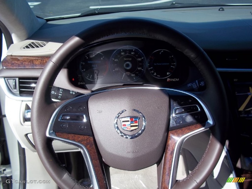 2013 Cadillac XTS Platinum AWD Very Light Platinum/Dark Urban/Cocoa Opus Full Leather Steering Wheel Photo #70608618