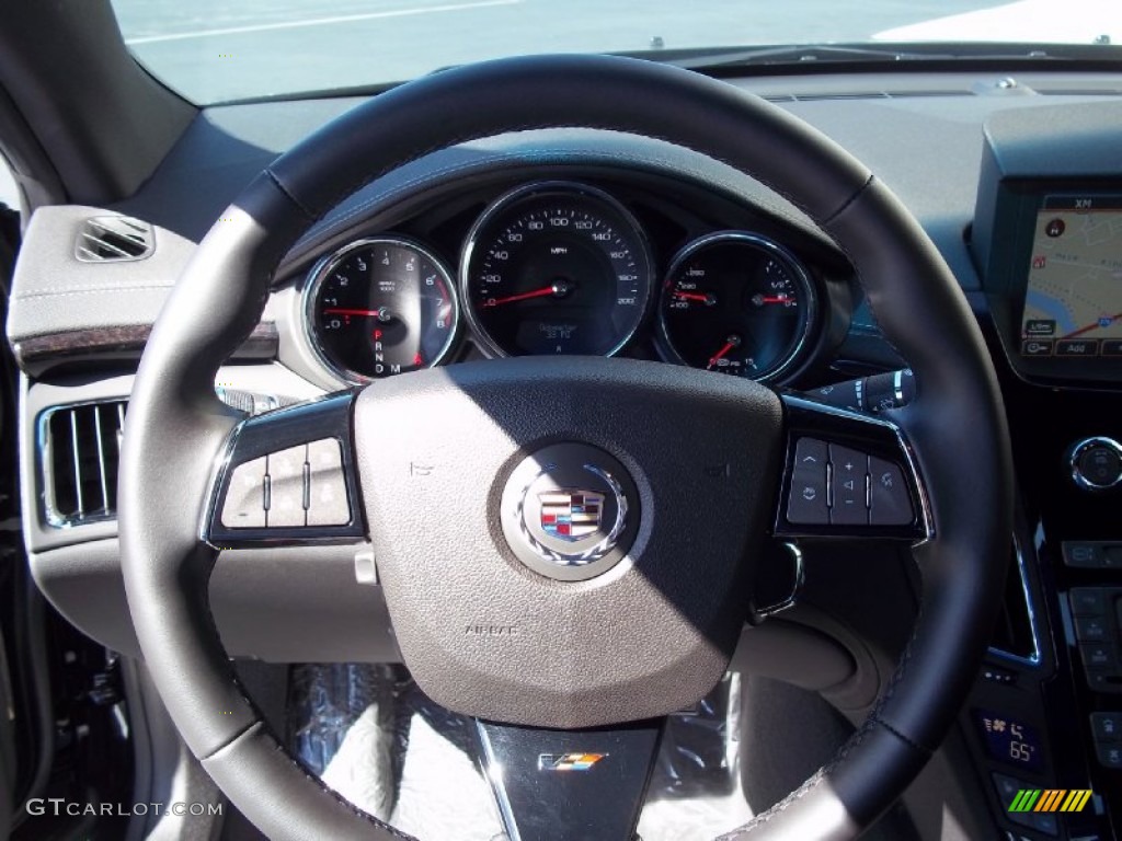 2013 Cadillac CTS -V Coupe Ebony Steering Wheel Photo #70609500